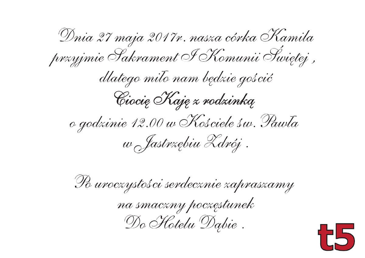 Zaproszenia Komunijne Z Wlasnym Zdjeciem I Personalizacja