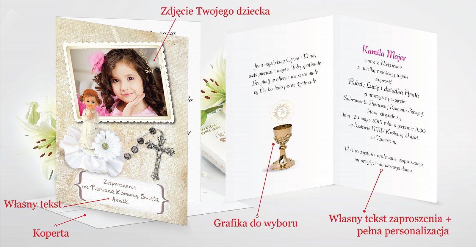 Zaproszenia Komunijne Z Własnym Zdjęciem I Personalizacją