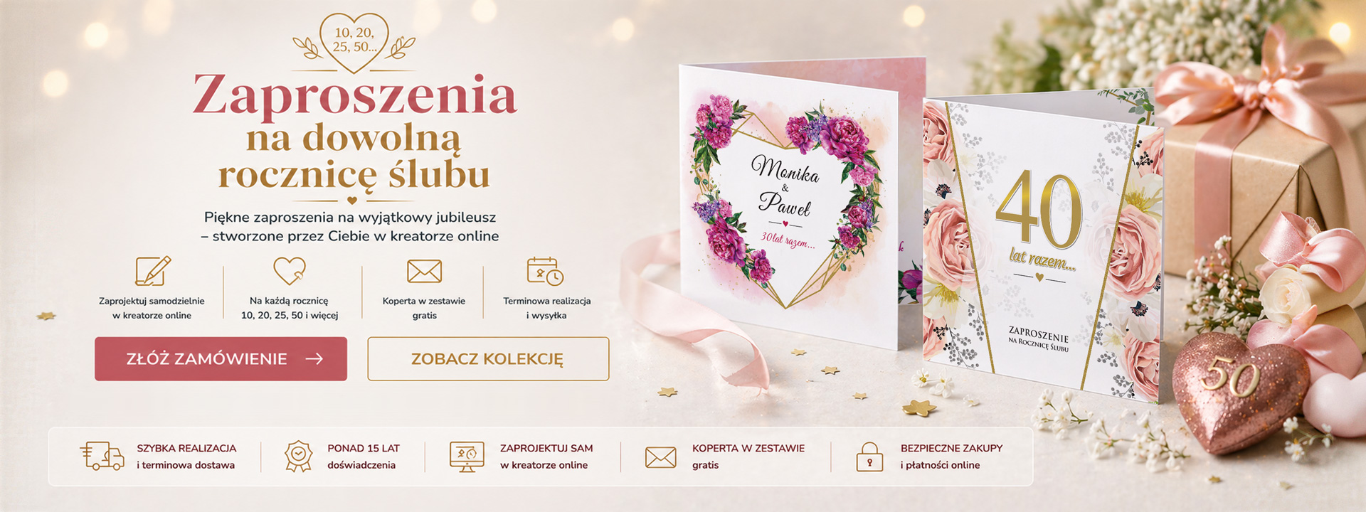 Zaproszenia na rocznicę ślubu personalizowane  kreator online