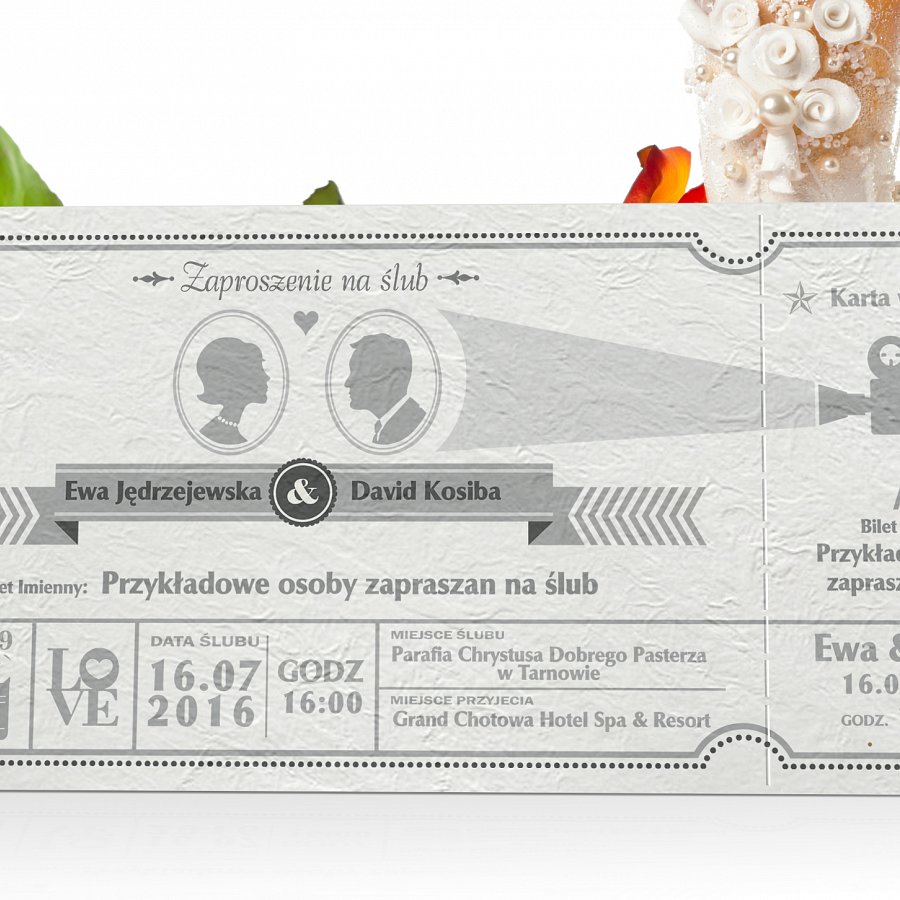 Zaproszenia Ślubn teatr - w formie Biletów - model 12
