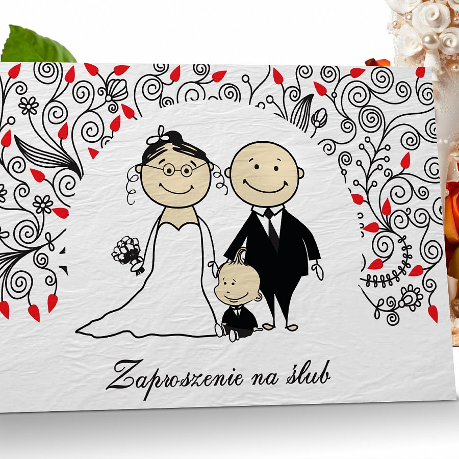 Zaproszenia ślubne model 13 - z dzieckiem
