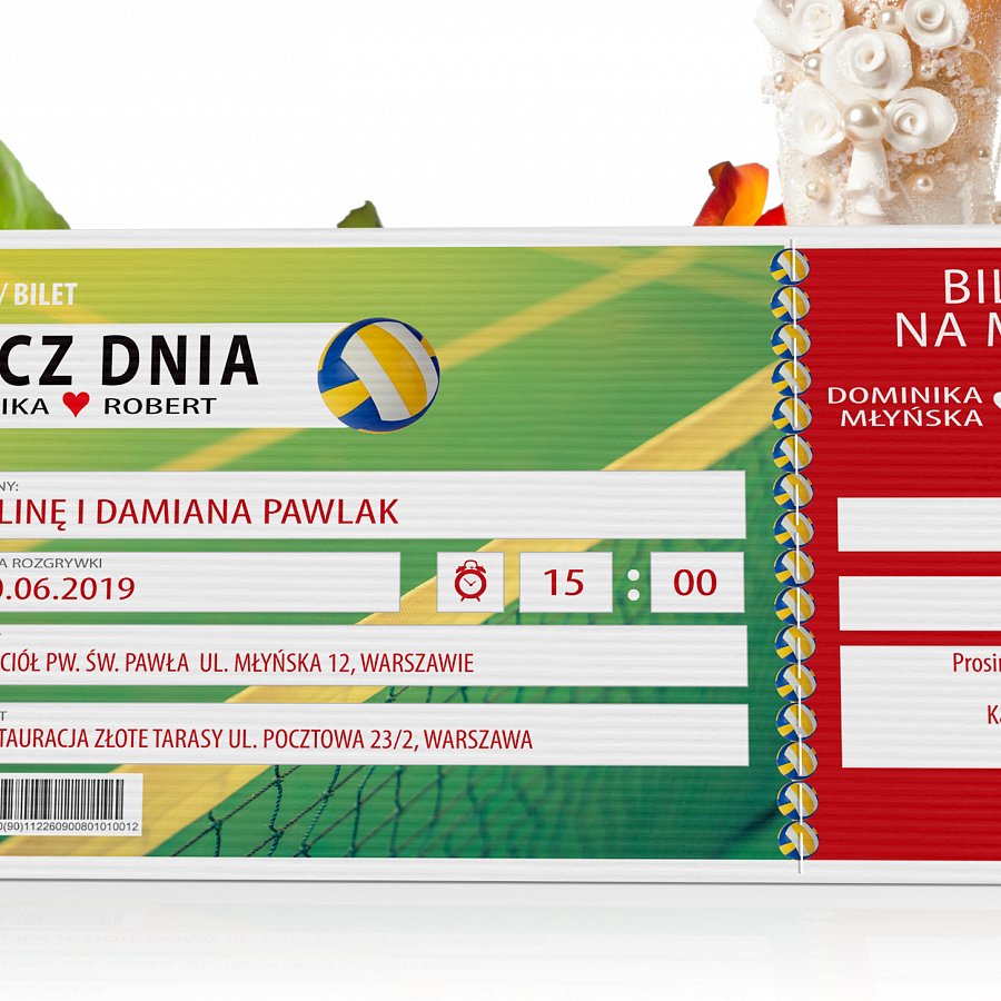 Zaproszenia Ślubne w formie Biletów - model 15