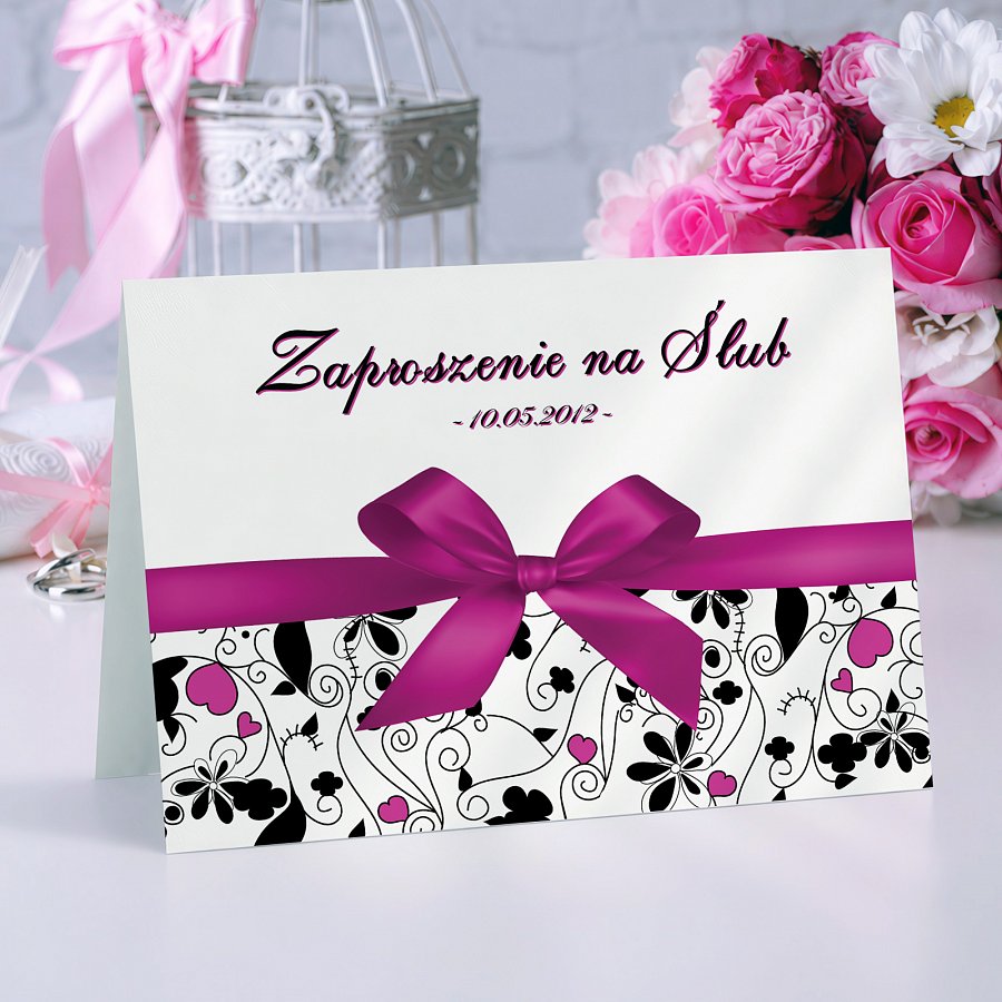 Zaproszenia Ślubne Model 2 różowy
