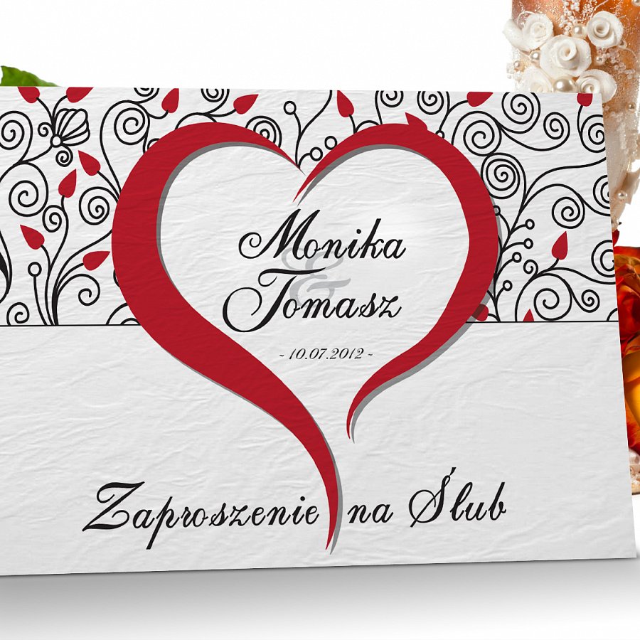 Zaproszenia ślubne - Model 5 czerwony