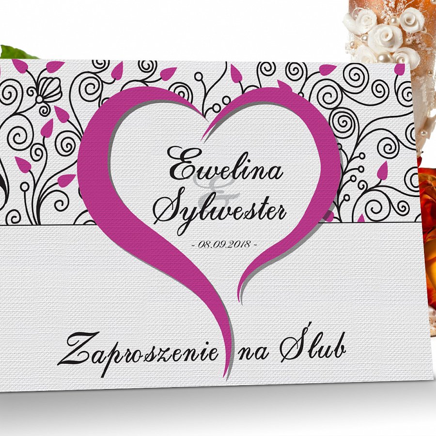 Zaproszenia ślubne - Model 5 różowy