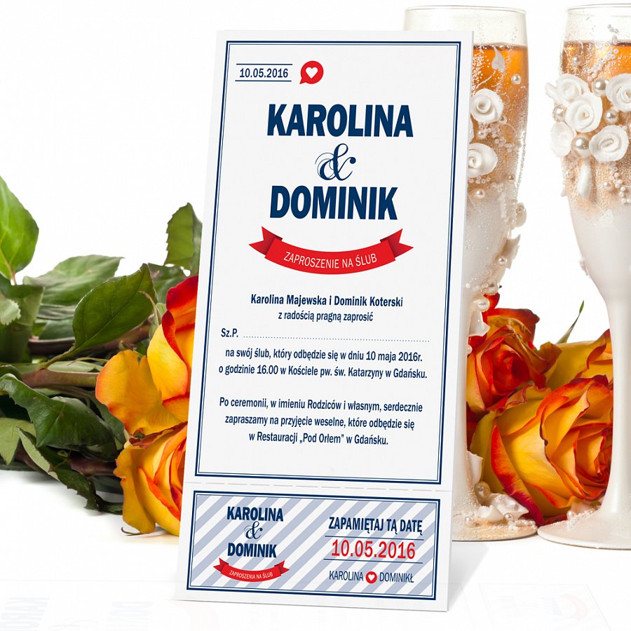 Zaproszenia Ślubne w formie Biletów - model 7