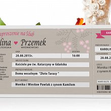 Zaproszenia Ślubne w formie Biletów - model 2
