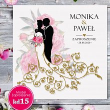 Zaproszenia ślubne kwadratowe - Glamour Model kd15