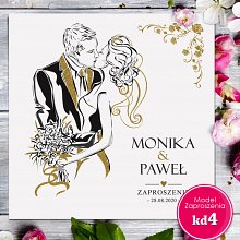 Zaproszenia ślubne kwadratowe - Glamour Model kd4