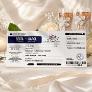 Zaproszenia Ślubne w formie Biletów z personalizacją - model 11 - ze statkiem - morskie - marynarskie