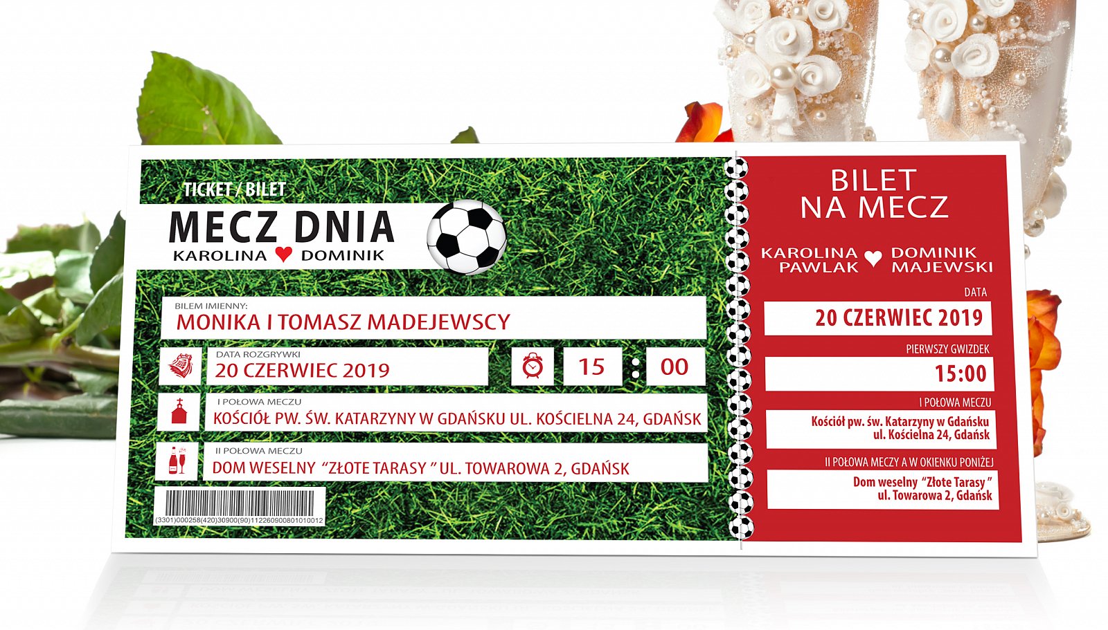 Zaproszenia Ślubne bilet na mecz