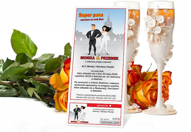 Zaproszenia Ślubne w formie Biletów - model 8