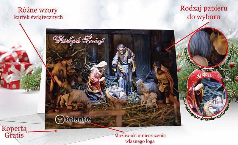 Kartki świąteczne Firmowe - z własnym logo danymi