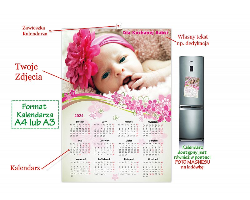 Foto kalendarz z twoimi zdjęciem oraz dedykacją wykonany na indywidualne zamówienie