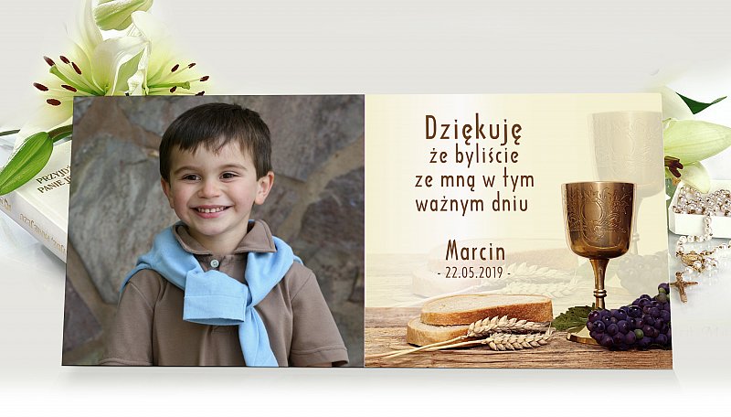 Podziękowania komunijne ze zdjęciem model P10