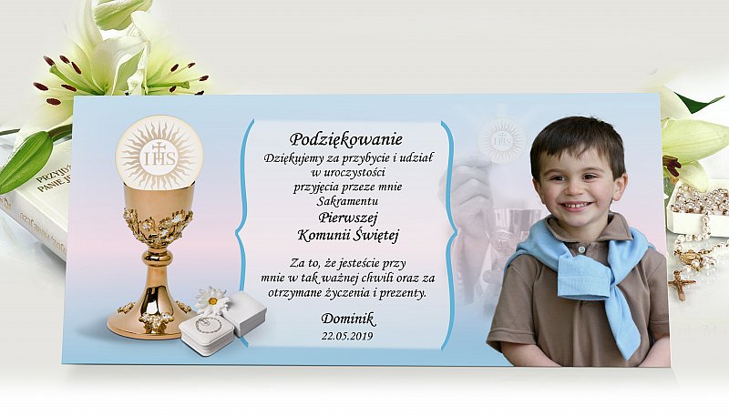 Podziękowania komunijne ze zdjęciem model P4