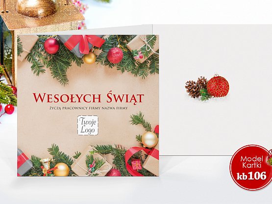 Kartki Świąteczne Firmowe Kwadratowe Model kb106