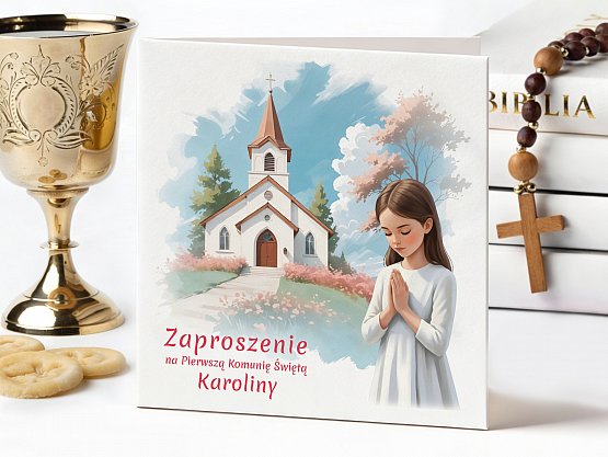 Zaproszenia Komunijne ze zdjęciem Model knk1
