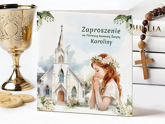 Zaproszenia Komunijne ze zdjęciem Model knk12