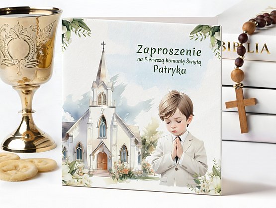Zaproszenia Komunijne ze zdjęciem Model knk13