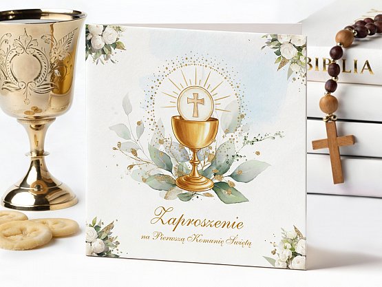 Zaproszenia Komunijne ze zdjęciem Model knk14
