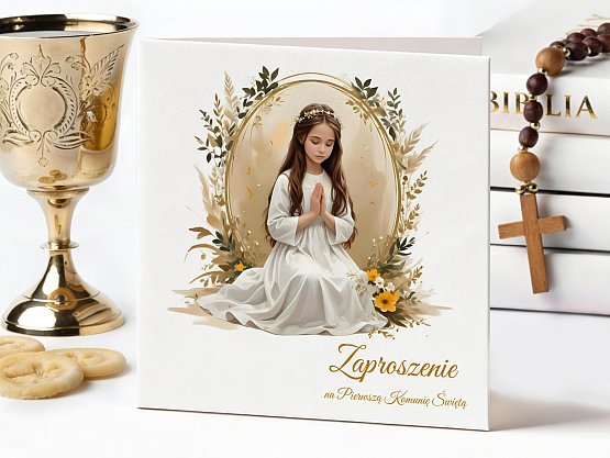 Zaproszenia Komunijne ze zdjęciem Model knk16