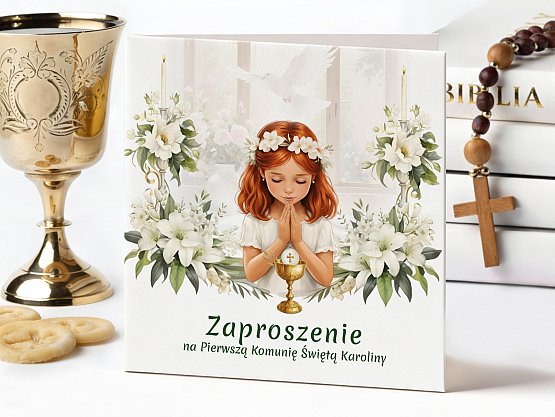 Zaproszenia Komunijne ze zdjęciem Model knk18