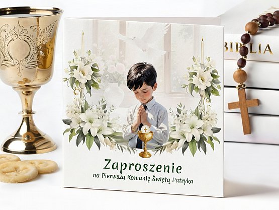 Zaproszenia Komunijne ze zdjęciem Model knk19