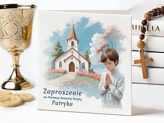 Zaproszenia Komunijne ze zdjęciem Model knk2