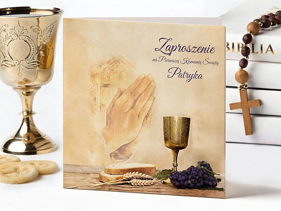 Zaproszenia Komunijne ze zdjęciem Model knk21