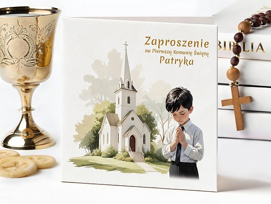 Zaproszenia Komunijne ze zdjęciem Model knk3