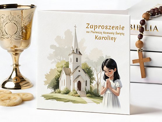 Zaproszenia Komunijne ze zdjęciem Model knk4