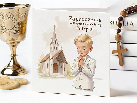 Zaproszenia Komunijne ze zdjęciem Model knk5