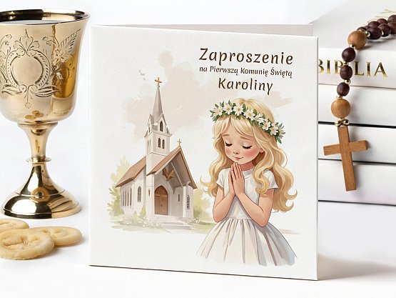 Zaproszenia Komunijne ze zdjęciem Model knk6