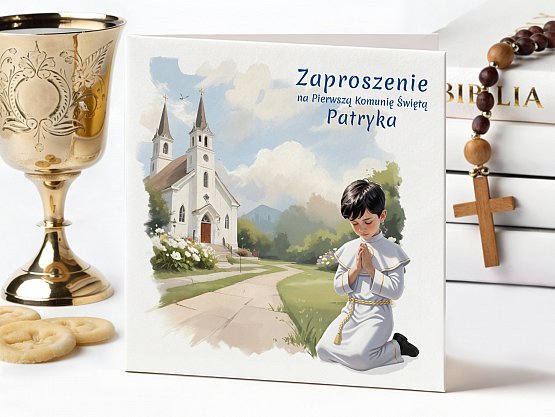 Zaproszenia Komunijne ze zdjęciem Model knk9