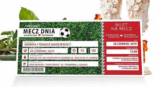 Zaproszenia Ślubne w formie Biletów - model 14 - bilet na mecz