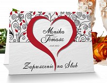 Zaproszenia ślubne z personalizacją 5 czerwony - serce Zaproszenia ślubne - Model 5 czerwony