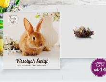 Kartki wielkanocne biznesowe z logo z królikiem - model wk 14