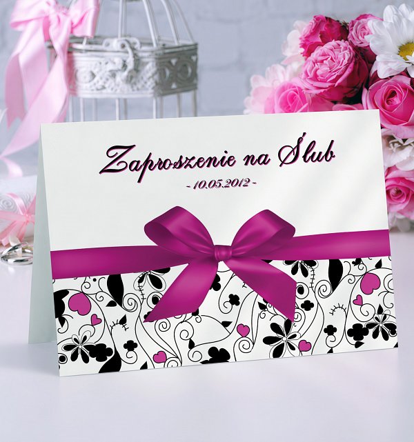 Zaproszenia Ślubne Model 2 różowy
