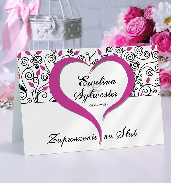 Zaproszenia Ślubne Model 5 różowy