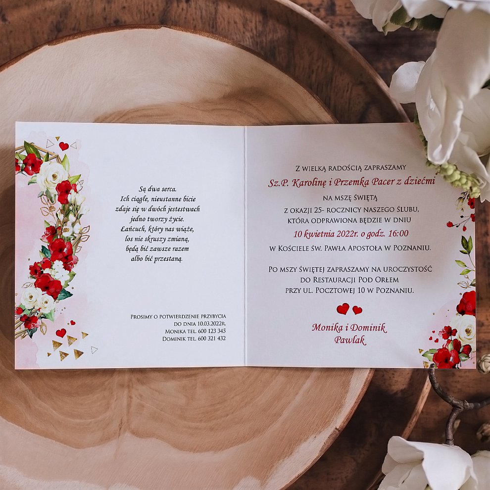 Zaproszenia rocznica ślubu Model rs15