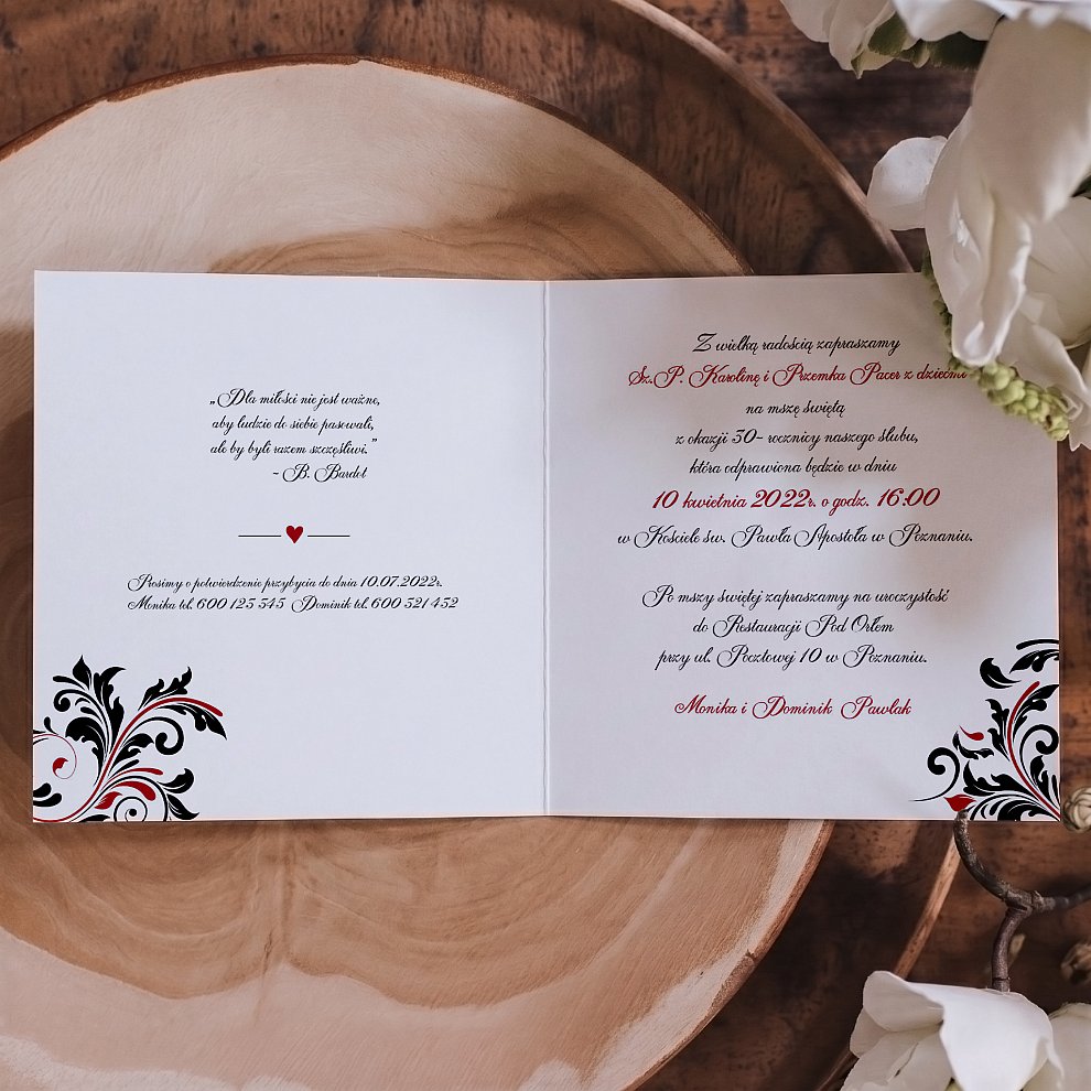 Zaproszenia rocznica ślubu Model rs5